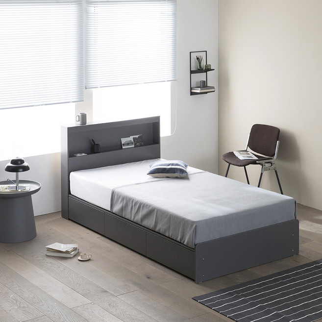 파로마 르마르 LED 수납 침대 + 독립 매트리스 방문설치, 그레이