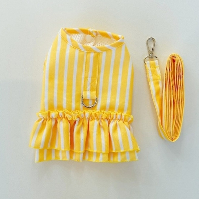 코코스튜디오 반려동물 코코 릴리 프릴 하네스 + 리드줄 세트, 옐로우, 1세트