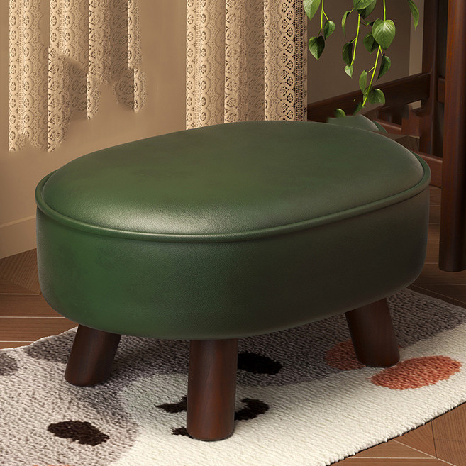 순잠 신발 갈아신는 원목 소프트 낮은 스툴 의자 타원 40 x 30 x 26 cm, 그린, 1개