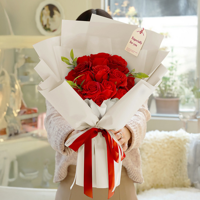 포포팬시 조화 비누 스탠드 꽃다발 대형 미니 카드 LED 조명, 레드(꽃다발), 1개