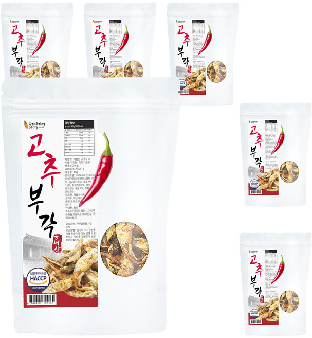 웰빙스토리 고추 부각, 40g, 6개