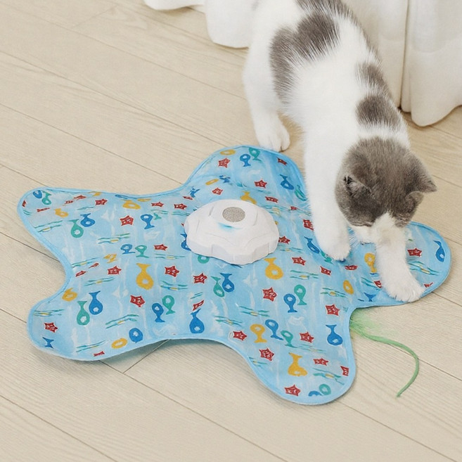 MAAH 고양이 혼자노는 꼬리잡기 자동 장난감 모션테일, SCB-14, 하늘블루, 1개