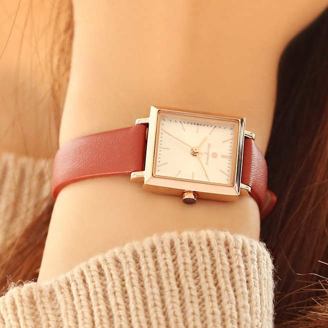 오에스티 여성용 밴드 호환 컬렉션 스퀘어 가죽 시계