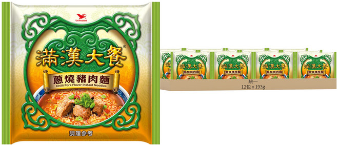 統一 滿漢大餐 蔥燒豬肉麵 193g, 12包