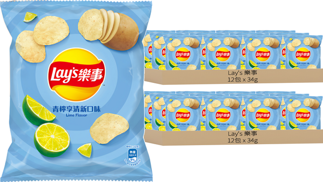 Lay's 樂事 洋芋片 青檸享清新口味, 34g, 24包