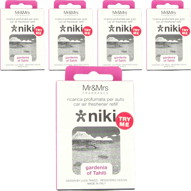 Mr&Mrs FRAGRANCE REFILL NIKI GARDENIA OF TAHITI車用香氛 補充片, 5盒, 大溪地梔子花