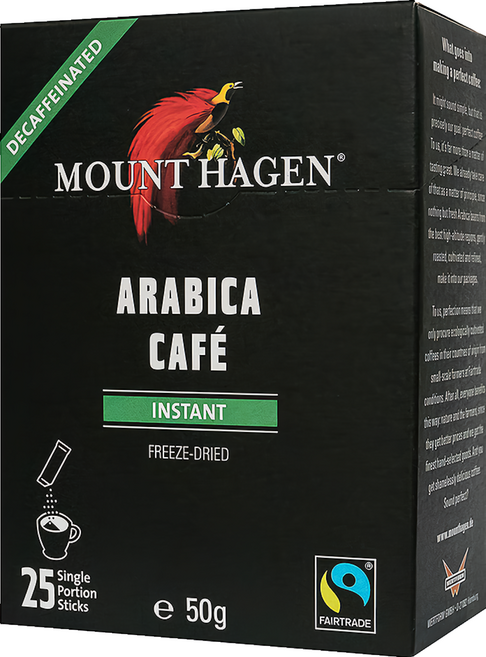 MOUNT HAGEN 公平貿易低咖啡因即溶咖啡粉, 2g, 25條, 1盒