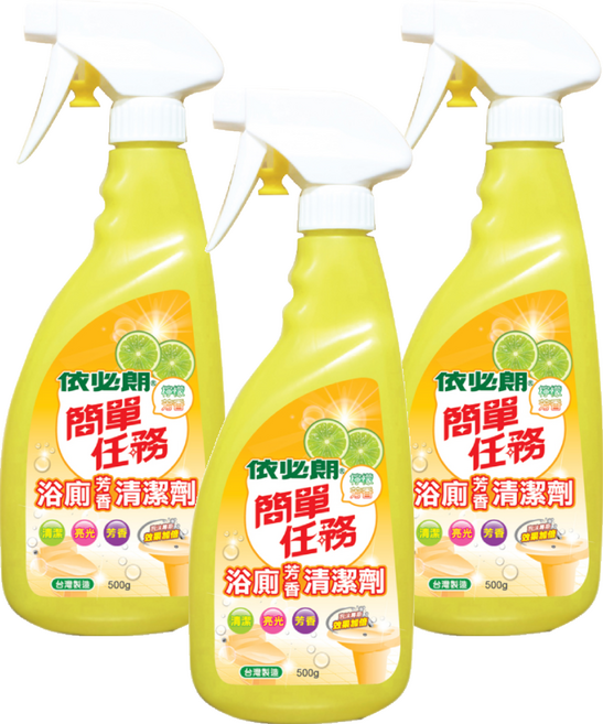 依必朗 簡單任務浴廁芳香清潔劑 檸檬芳香 高濃縮保新配方 中性配方, 500g, 3瓶