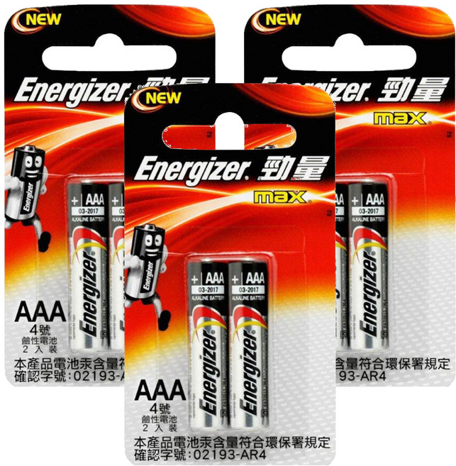 Energizer 勁量 勁量鹼性 4號, 2顆, 3組