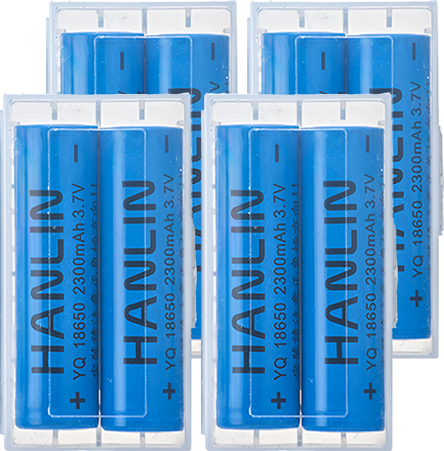 HANLIN充電電池 平頭 18650, 4盒, 2個