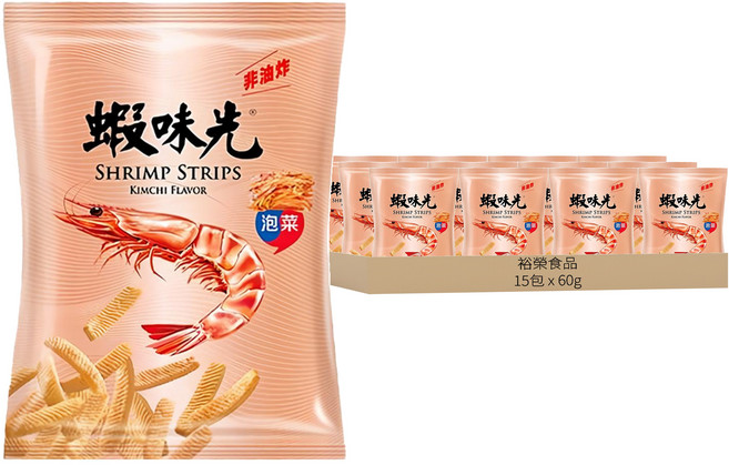 裕榮食品 蝦味先 泡菜, 60g, 15包