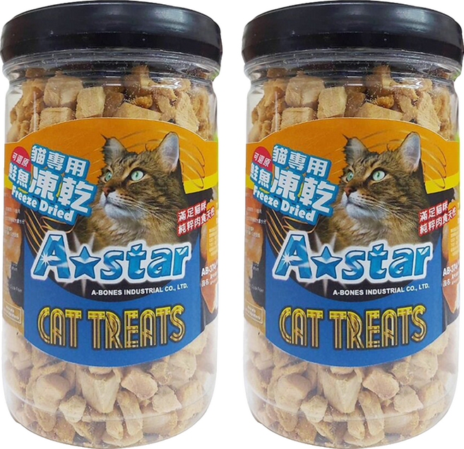A star 貓專用可還原凍乾 酥脆口感、適口性佳, 鮭魚, 80g, 2罐