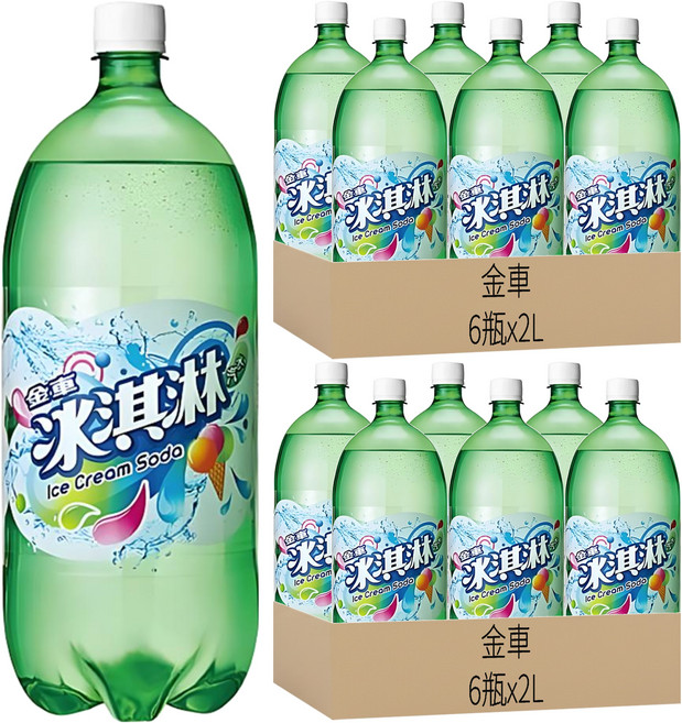 金車 冰淇淋汽水, 2L, 12瓶