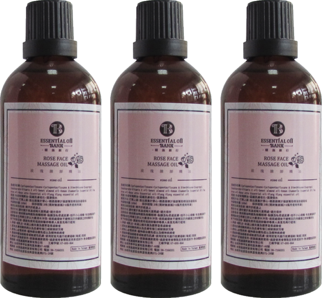 ESSENTIAL OIL BANK 精油銀行 玫瑰臉部按摩精油 100ml, 3瓶