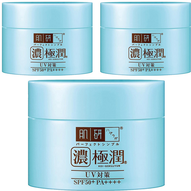 Hadalabo 肌研 極潤 完美多效高保濕凝霜 SPF50+ PA++++ UV對策, 90g, 3罐