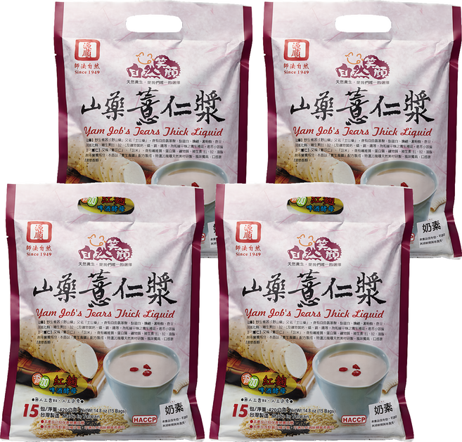 源順食品 自然笑顏 山藥薏仁漿, 420g, 4袋