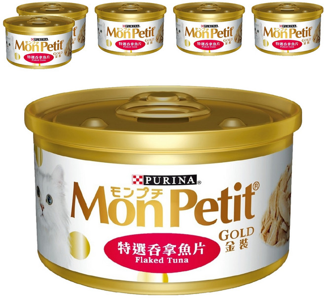 MonPetit 貓倍麗 金罐, 特選吞拿魚片, 85g, 6罐