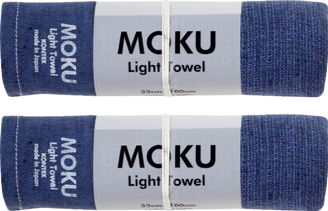 kontex MOKU 超速乾輕薄吸水長毛巾 100%純棉 33x100cm - 日本製造, 深海藍, 2條