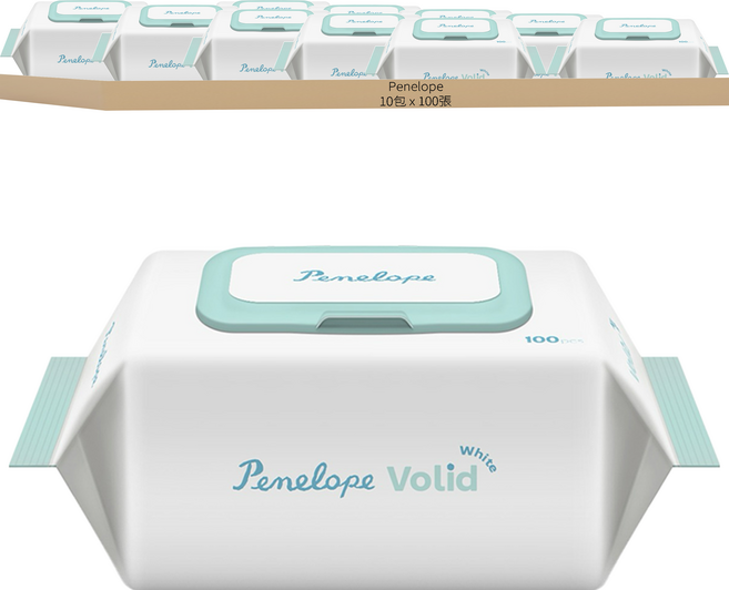 Penelope Volid White 低敏嬰幼兒濕紙巾, 100張, 10包