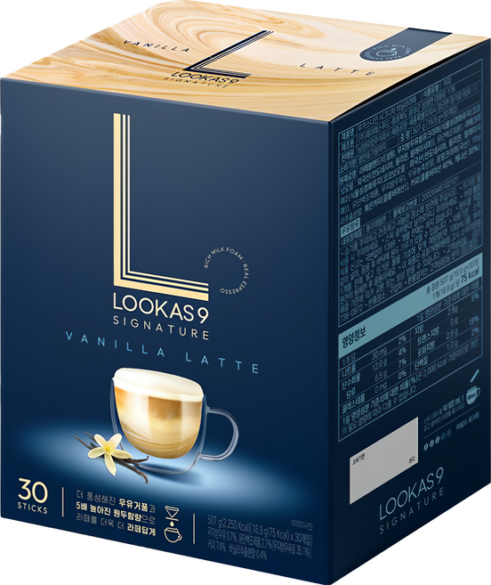 LOOKAS9 Vanilla LATTE 香草拿鐵, 16.9g, 30條, 1盒
