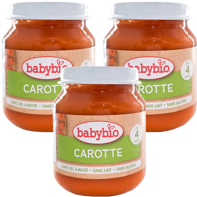 babybio 生機鮮蔬泥 紅蘿蔔蔬菜, 130g, 3罐