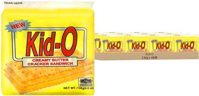 Kid-O 三明治餅乾 奶油口味, 136g, 48袋