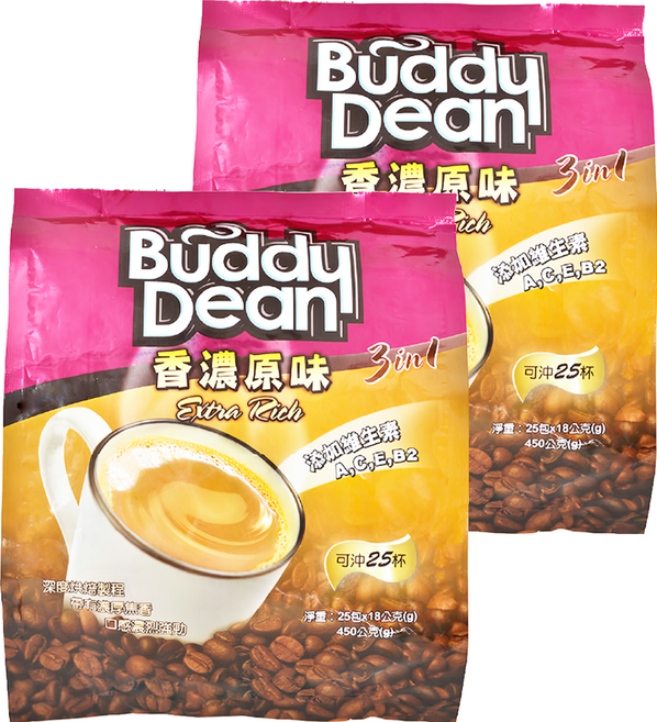 Buddy Dean 巴迪 三合一咖啡 香濃原味, 18g, 25包, 2袋