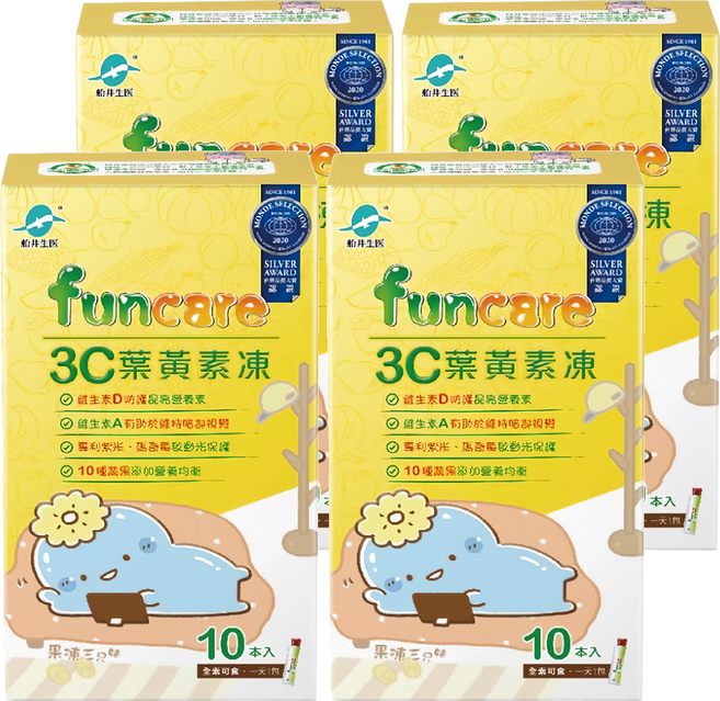 funcare 船井生醫 3C葉黃素凍 果凍三兄妹盞哥款, 10條, 15g, 4盒