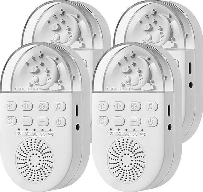 便攜式LED夜燈白噪音安撫除噪助眠儀 24首經典音樂 冷暖燈切換 定時功能 附便攜掛繩、USB線, Q8-02, 4個