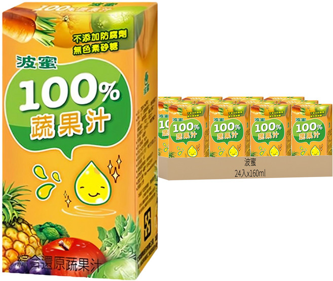 波蜜 100%蔬果汁, 160ml, 24入