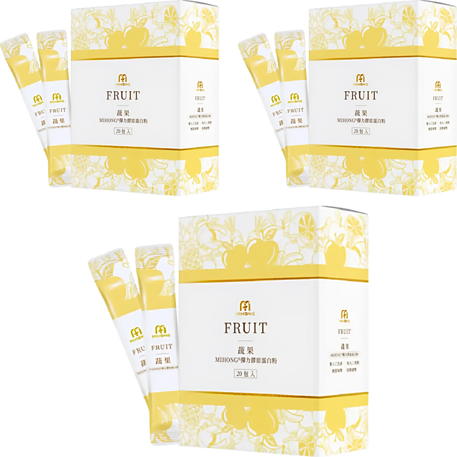 MIHONG 米鴻生醫 彈力膠原蛋白粉 好眠蔬果 4g, 3盒, 20條