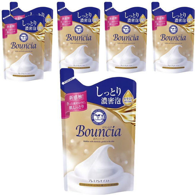 COW STYLE 牛乳石鹼 Bouncia 極致水潤沐浴乳 補充包, 6包, 340ml