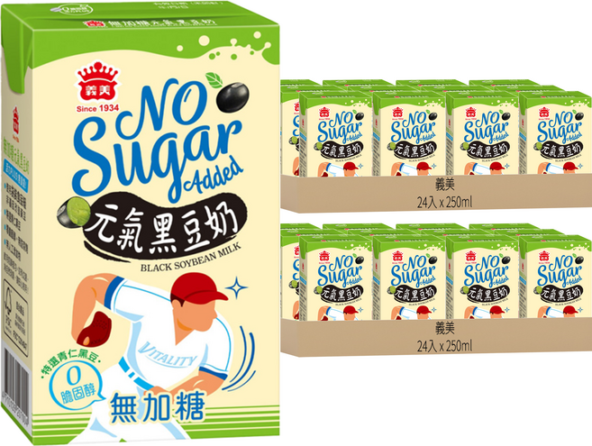 義美 無糖元氣黑豆奶, 250ml, 48入