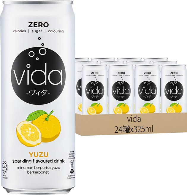 vida 氣泡飲 柚子風味, 325ml, 24罐