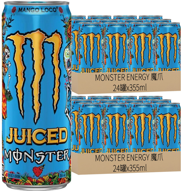 MONSTER ENERGY 魔爪 芒果狂歡碳酸能量飲料, 355ml, 48罐