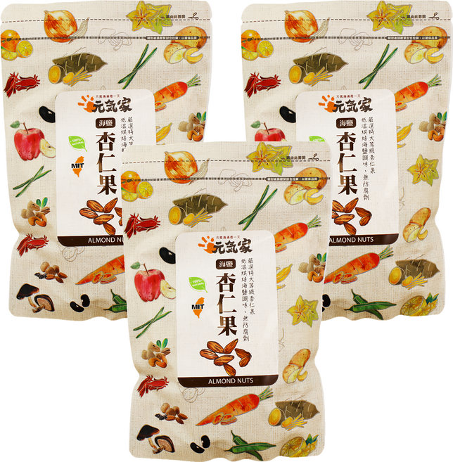 元氣家 烘焙海鹽杏仁果, 200g, 3包
