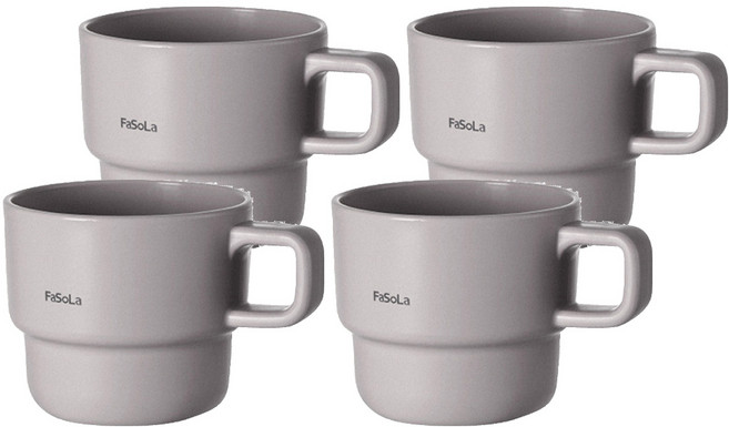 FaSoLa 淡雅系創意疊疊漱口杯 320ml 灰色, 4個