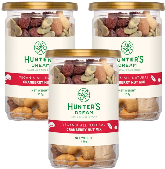 HUNTER'S DREAM 獵人谷之夢 蔓越莓無調味綜合堅果, 3個, 150g