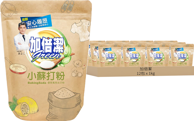 加倍潔 小蘇打環保萬用去污粉, 1kg, 12包