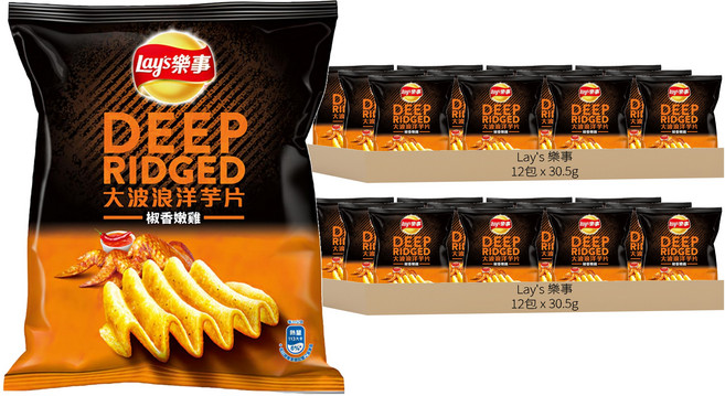 Lay's 樂事 大波浪洋芋片 椒香嫩雞, 30.5g, 24包