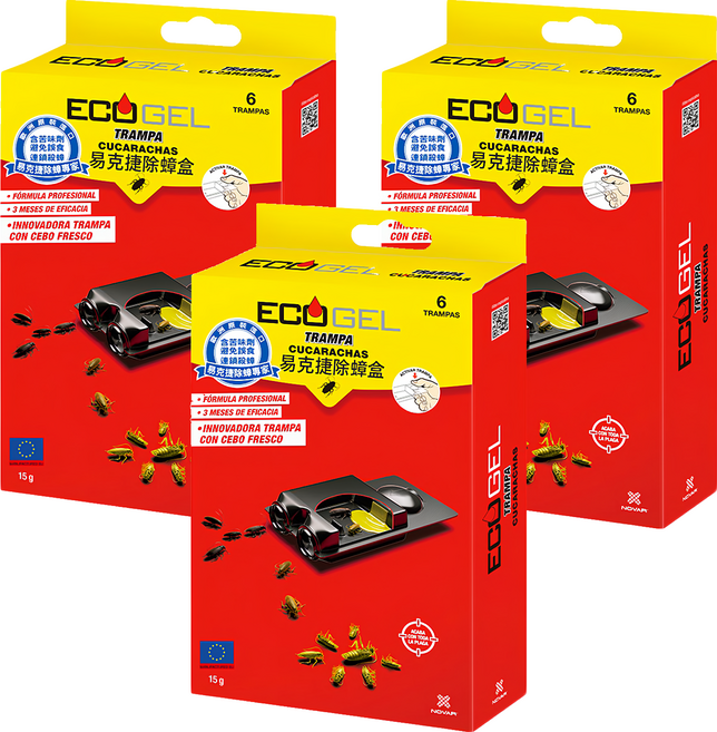 ECOGEL 易克捷 除蟑盒 6入, 15g, 3盒