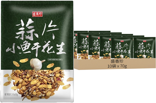 盛香珍 蒜片小魚干花生, 70g, 10袋