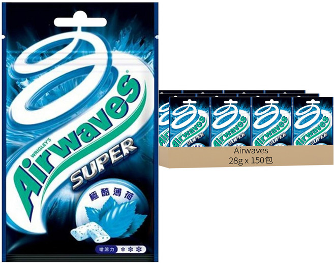 Airwaves Super 極酷嗆涼無糖口香糖 極酷薄荷口味, 28g, 150包