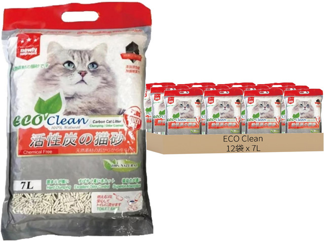 ECO Clean 豆腐貓砂, 活性碳, 7L, 12袋