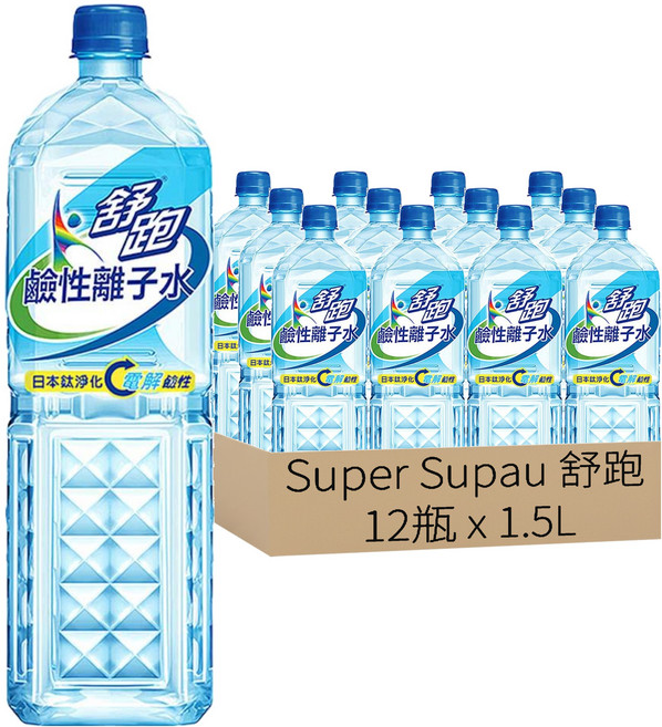 Super Supau 舒跑 鹼性離子水, 1.5L, 12瓶