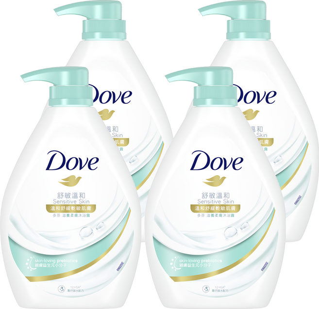 Dove 多芬 滋養柔膚沐浴露 舒敏溫和 溫和潔淨 適合各種膚質 特別是敏感肌膚, 900g, 4件