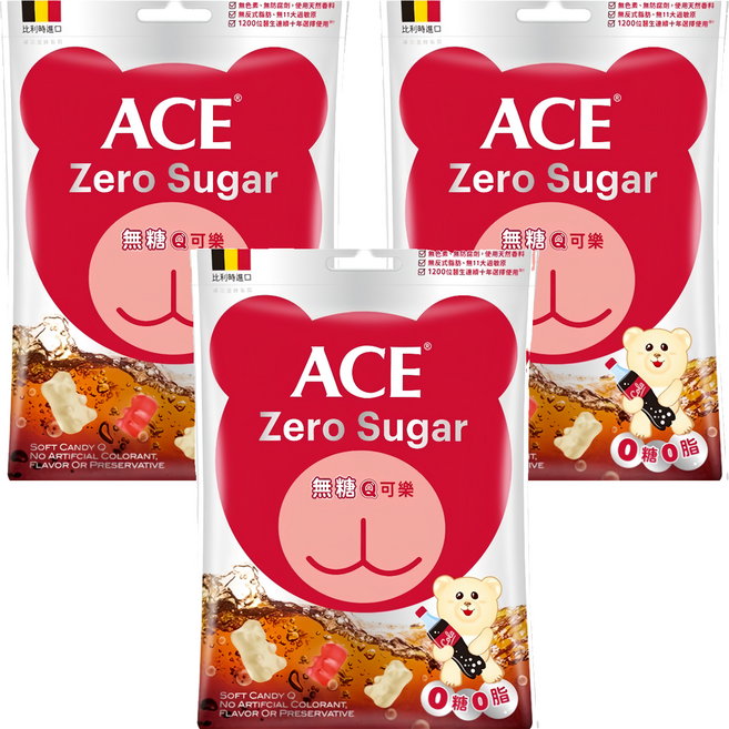 ACE Q軟糖 可樂 無糖, 44g, 3袋