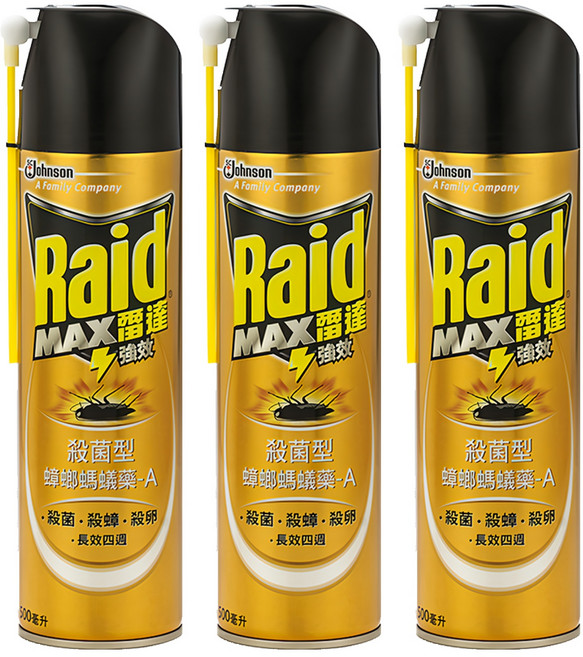 Raid 雷達 殺菌型蟑螂螞蟻藥, 500ml, 3罐