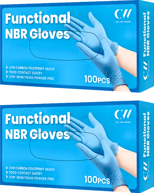 CW 可營 NBR丁晴一次性手套 100入/盒 藍色 食品接觸安全, S, 2盒