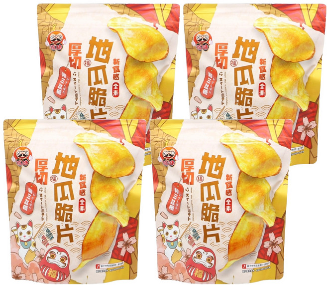 福味 厚切地瓜脆片 焦糖, 140g, 4包